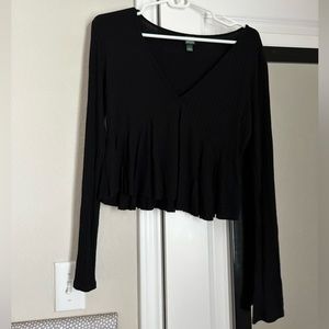 Wild Fable Black Long Sleeve Crop Top